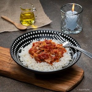 Rougail de cabillaud, huile d'olive goût subtil