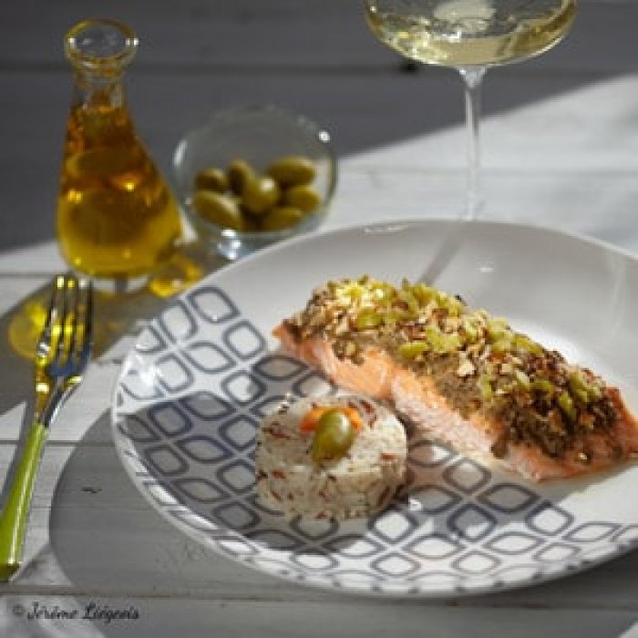 Saumon en croûte d'olives vertes