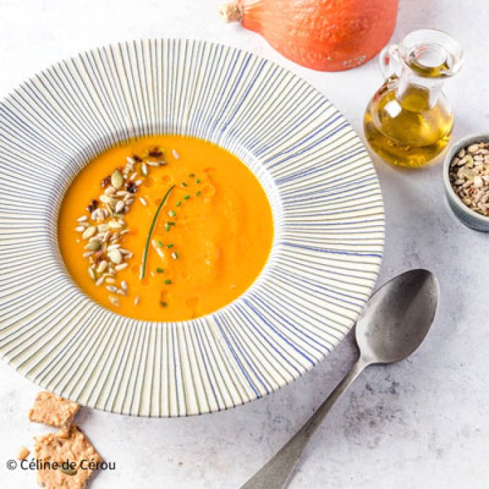 Soupe de potimarron, patate douce, carotte