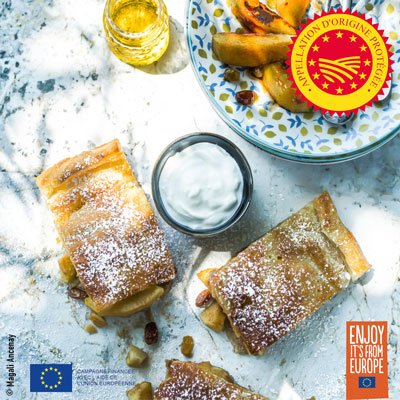 Strudel aux pommes et amandes à l’huile d’olive de Nyons AOP