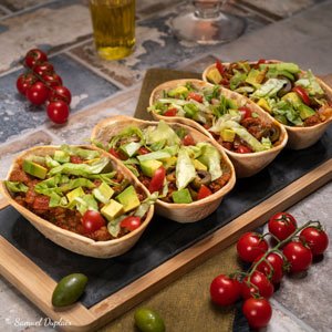Tacos de boeuf, olives, avocat