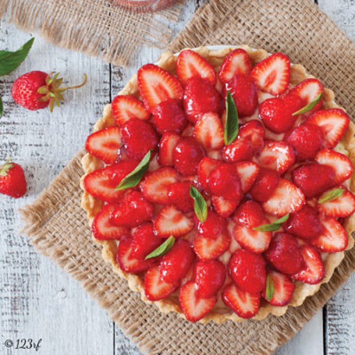 Tarte fraises - basilic, crème pâtissière à l'huile d'olive