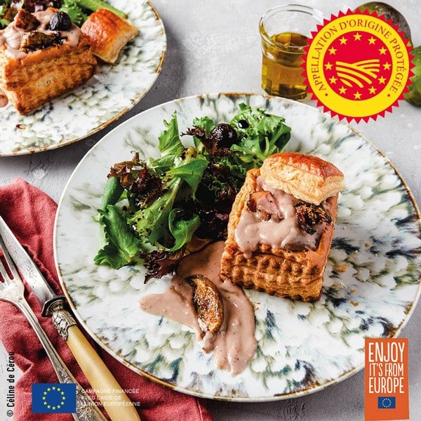 Vol au vent canard, figue, huile d'olive