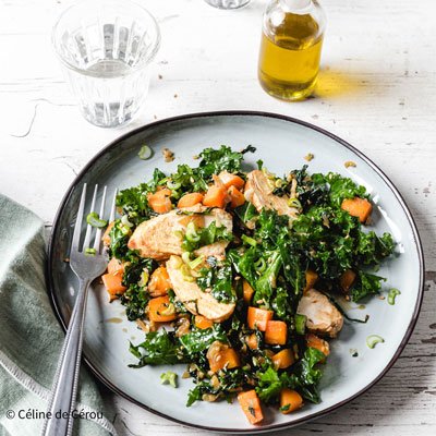 Wok de chou kale au poulet