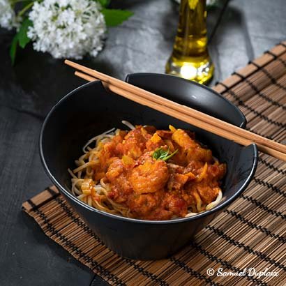 Wok de crevettes thaï