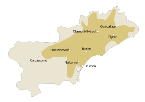 Carte zone Lucques du Languedoc AOP
