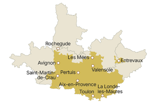 Carte zone Provence AOP